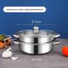 Stainless Steel Double-Layer 28cm Steamer Pot with Handles - Large Capacity for Soups & Hot Pots