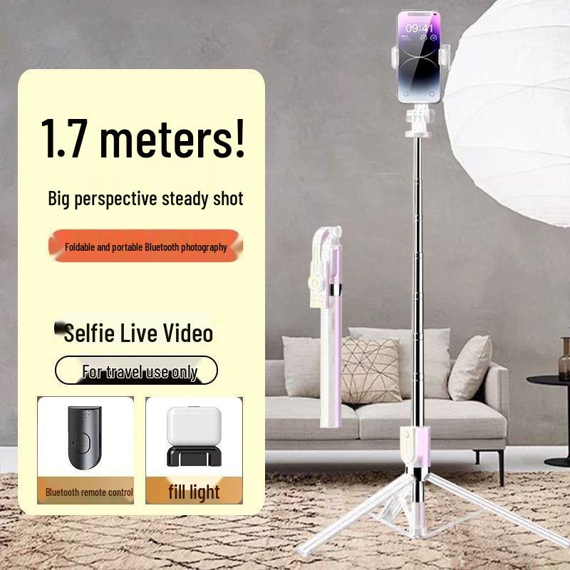 Bluetooth Selfie Stick Tripod with Beauty Fill Light & Remote Control for Live Streaming