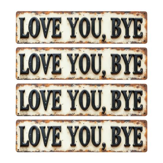 Träskylt "Love You Bye" Vintage Stil Väggkonst Gårdsstil Rustik Hängande Plakett för Vardagsrum Hall Entré Vägg Dörr Heminredning