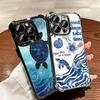 Sea Turtle Art Aesthetics Soft Phone Case For iPhone 15 16 17 Air 14 Pro Max 16E Plus 13 12 Mini Plating Anti-Fall Fundas