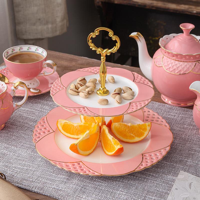 Coffee Cup And Saucer Set, Ceramic Light Luxury Bone China Flower Teacup Tray, Nordic British Small Fresh And Luxurious Afternoon Red Teacup