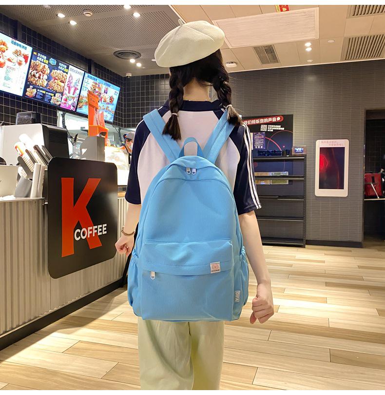 Japanese-Style Cute Solid Color Backpack for Girls and Women, Korean Version, Large Capacity for Middle and High School Students