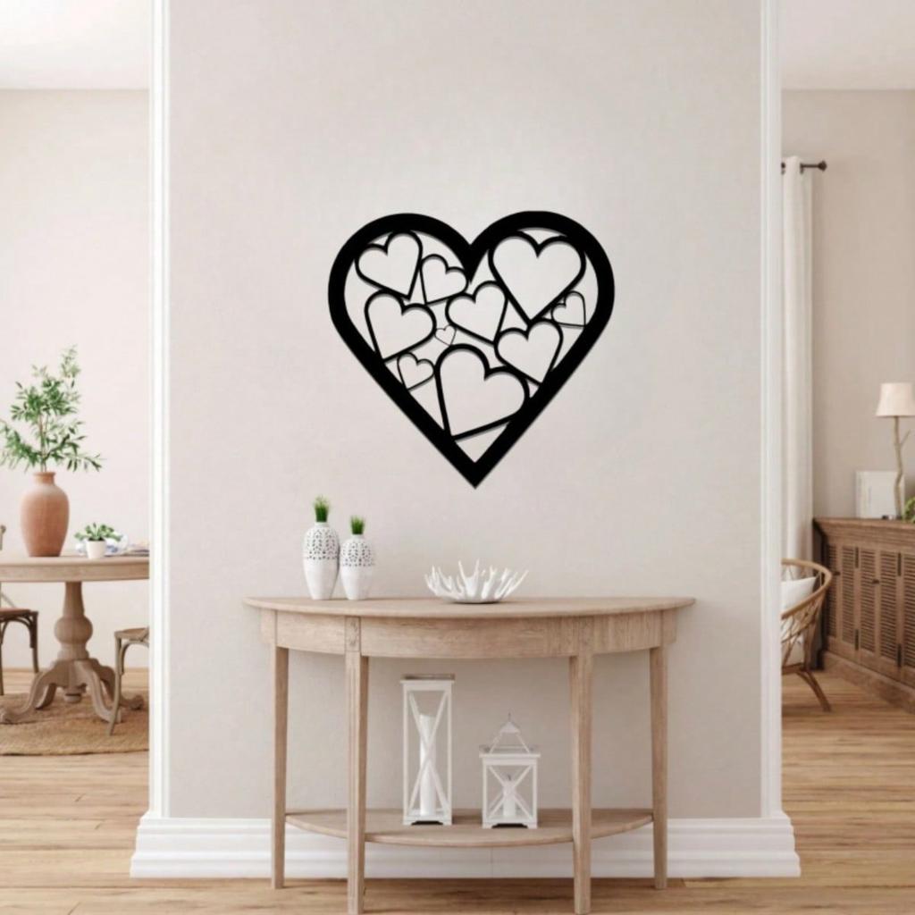 Modern Heart Shaped Metal Wall Decor Wedding Anniversary Mother's Day Gift Home Art