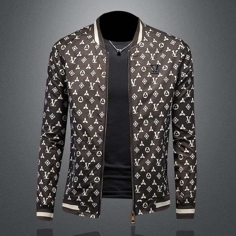 Spring and Autumn New Stand-Up Collar Jacket Men's European Station Fashion Trend Printed Slim-fit Versatile Casual Jacket JK9048