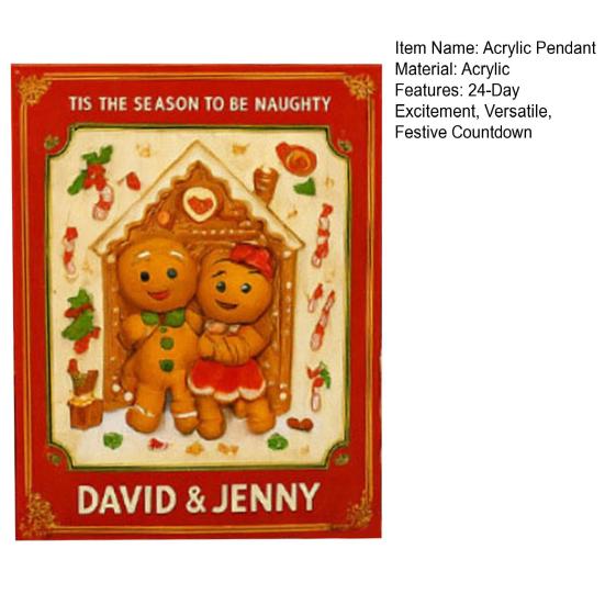 Gingerbread Couple Christmas Advent Calendar 2025 24 Day Countdown Box Acrylic Ornaments Hanging Tree