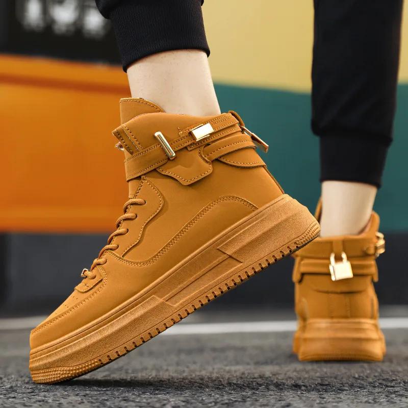 Fashion Hot Fashion Brown Sneakers Men 2024 Designer Men High Top Shoes Comfortable Platform Shoes Men Casual Mens Skateboard Sneakers