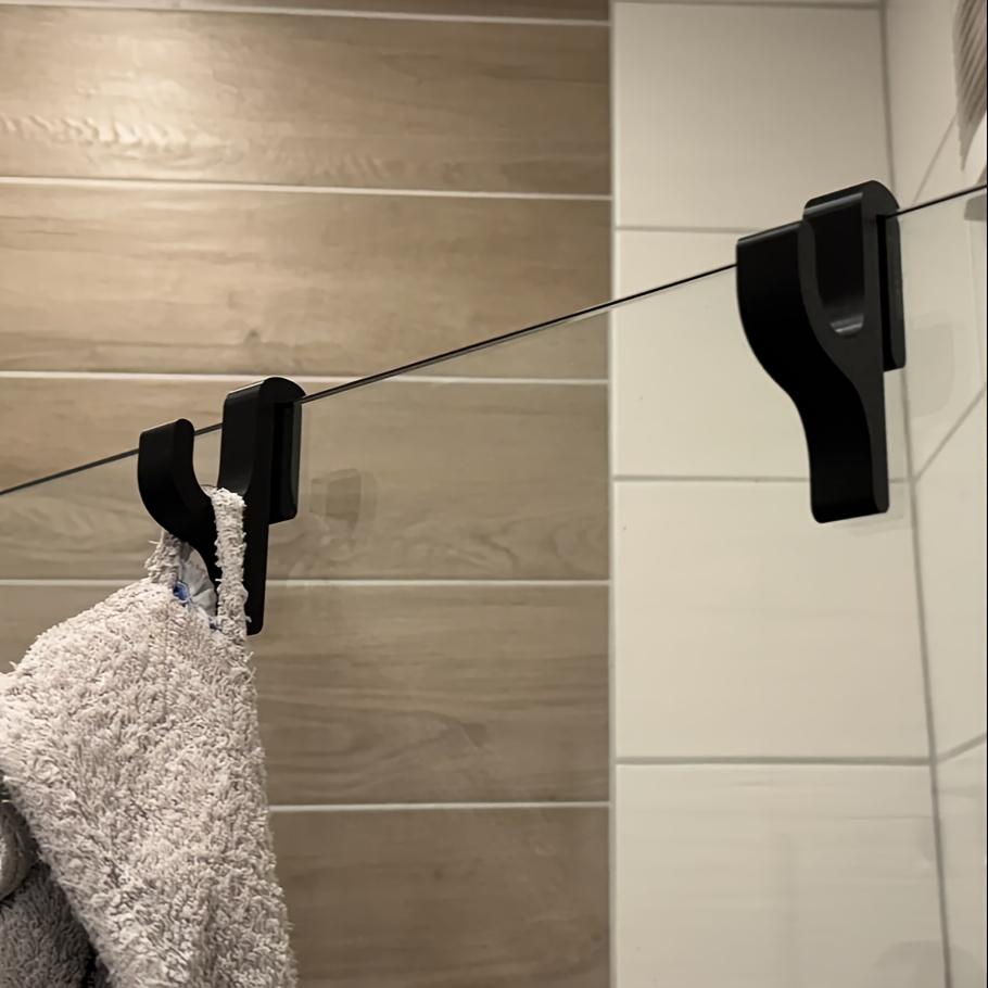 Plastic Shower Hook for 8mm Glass - Door-Mounted Bathroom Organizer, Holds Towels & Clothes, Durable Bathroom Storage Solution, Bathroom Accessories