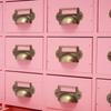 16-Compartment Drawer Storage Cabinet – Vintage Pink Solid Wood Desktop Organizer – 22 lbs Load Capacity