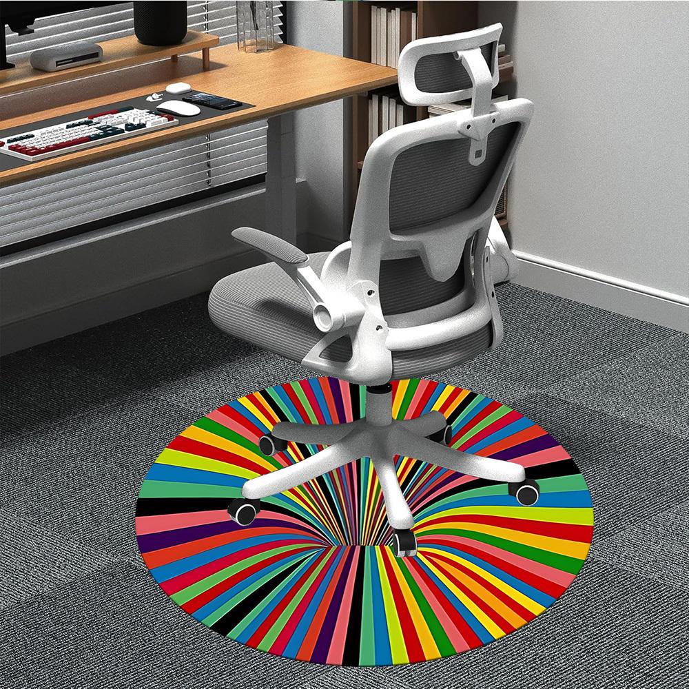 1pc Color Wheel Office Round Area Rug, Indoor Mat Suitable ForOffice, Under Office Chairs Bedroom Living Room Home Decor T153