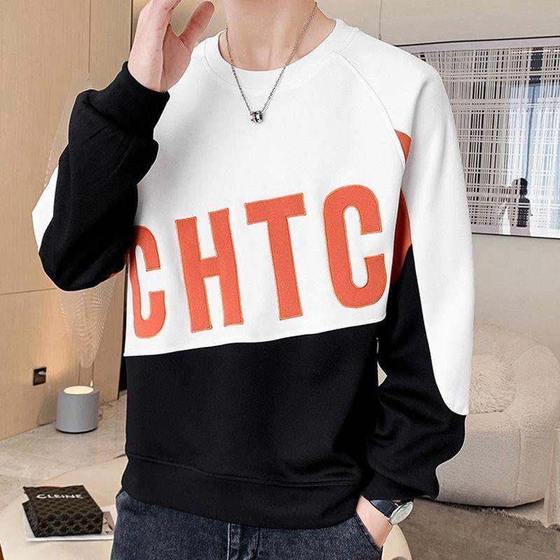 

Модные толстовки с круглым вырезом и принтом в виде букв, мужская одежда 2024 года, осень-зима, новые свободные повседневные топы, корейские толстовки 4XL