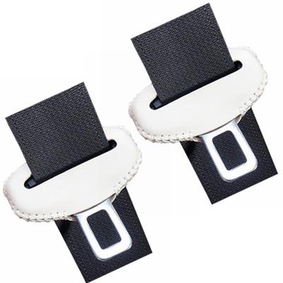 Seat Belt Cover Buckle Cover Set of 2 Anti Scratch Noise PU Leather Protector Dress Up Car Interior (White)