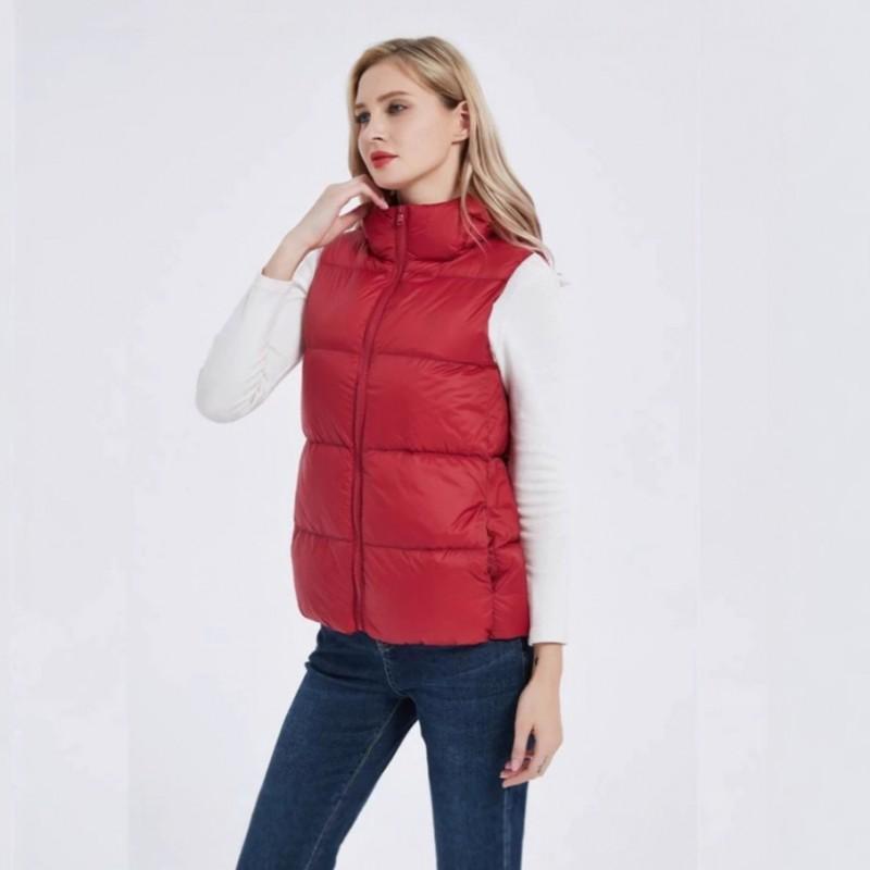 Womens Short Puffer Vest With Hood 90% White Duck Down Warm Lightweight Casual Outerwear Winter