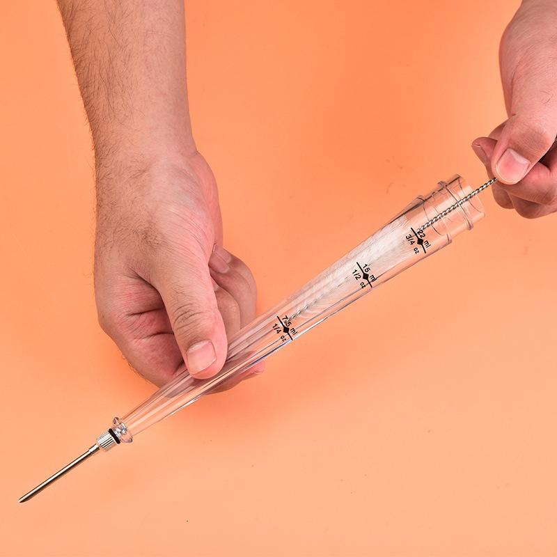 Turkey Baster Set of 4, Quality Silicone Bulb Including Meat Arinade Injector Needle with Barbecue Basting Brush