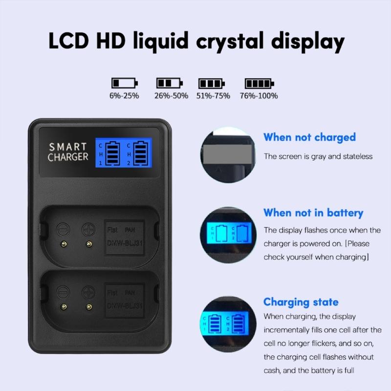Portable LCD Micro USB Chargers for DCS1 DCS1M DCS1R DCS1RM DCS1H Battery Convenient Double Slot Charger Repalcement
