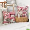 1PC Letters Printed Santa Claus Gift Box Snowman Living Room Couch Decoration Pink Christmas