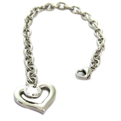 [P5597] - Silver 'Maille Jaseron' Steel Bracelet (love) - 20x15 Mm