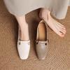Retro Square Head Leather Shallow Mouth Single Shoes Women's Sheep R Leather Low Heel Women's Shoes 2025 New Spring and Summer British Small Leather
