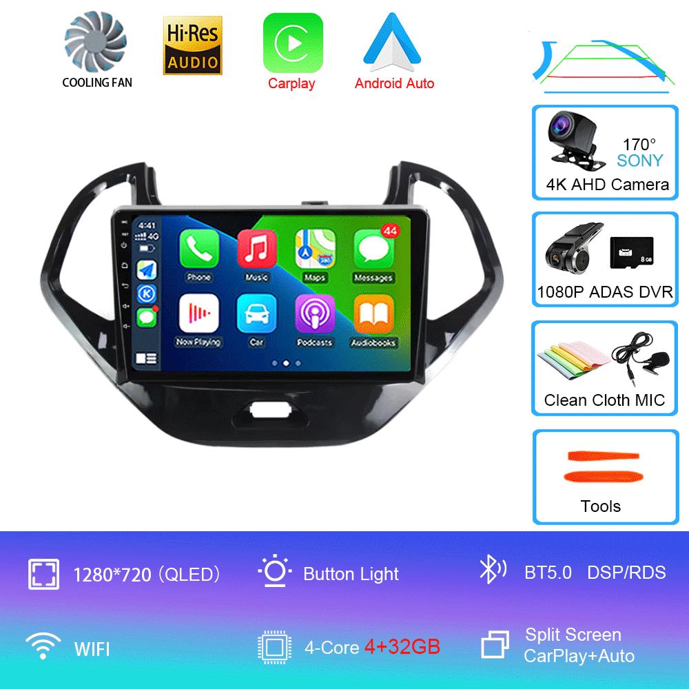Android 14 For Ford FIGO 2015 2016 2017 2018 Car Radio Multimedia Video Player Navigation GPS 5G WIFI Carplay Auto 360 Camera