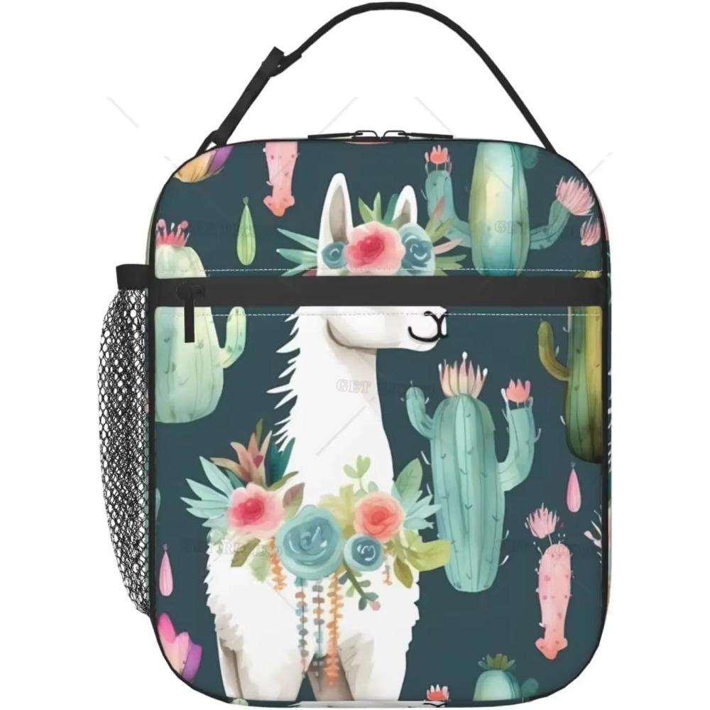 Llama Alpaca Insulated Lunch Bag for Kids Boys Girls Colorful Large Capacity Reusable Cooler Lunch Tote Bags for School Work