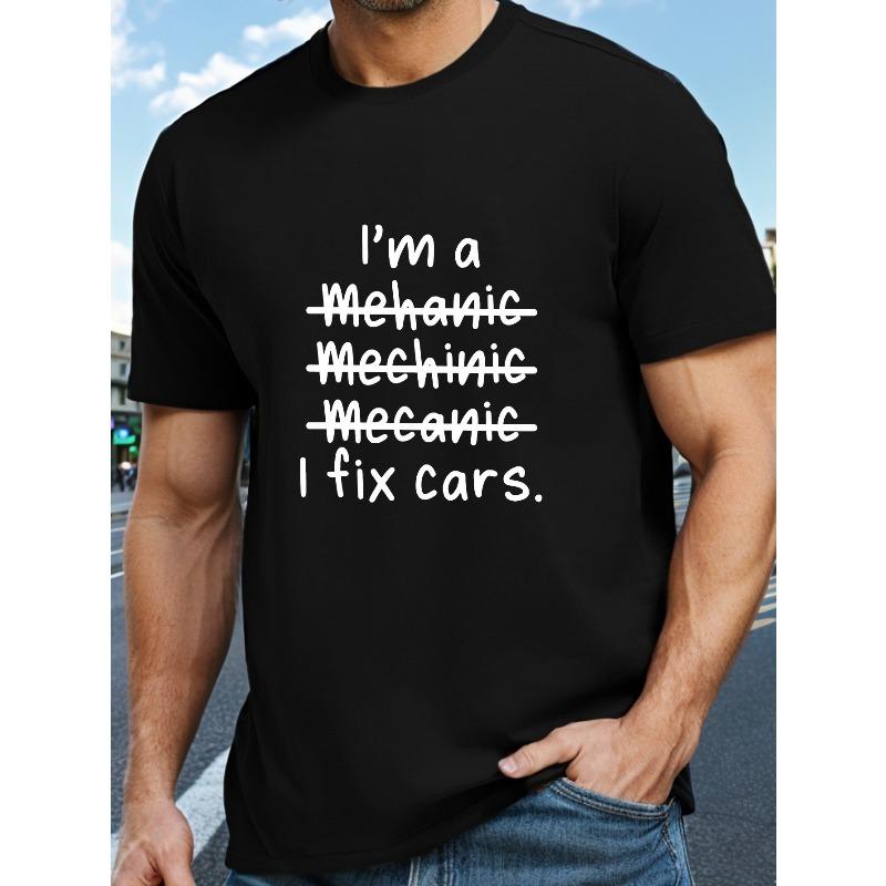 Men's Mechanic Graphic Tee - Casual Short Sleeve T-Shirt Design, Breathable Perfect for Summer