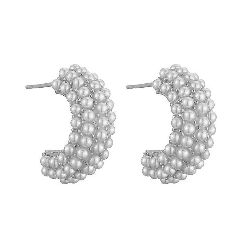 Hot Sale Luxury Jewelry Pearl C-shaped Earrings Korean Fashion Design Women's Earrings
