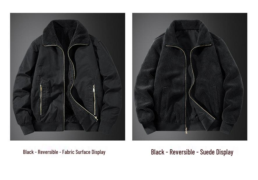 Herren Winter Lammwolle Doppelseitig Freizeit Revers Arbeitskleidung Jacke 7956