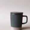 Vertikale Muster Keramiktasse mit Deckel und Löffel Becher Hitzebeständig Leichter Luxus Wasserbecher für Damen