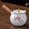Hand-painted Mutton Fat Jade White Porcelain Teapot Single Pot Hand with Handle Side Handle Teapot Xishi Pot Kung Fu Tea Set Tea