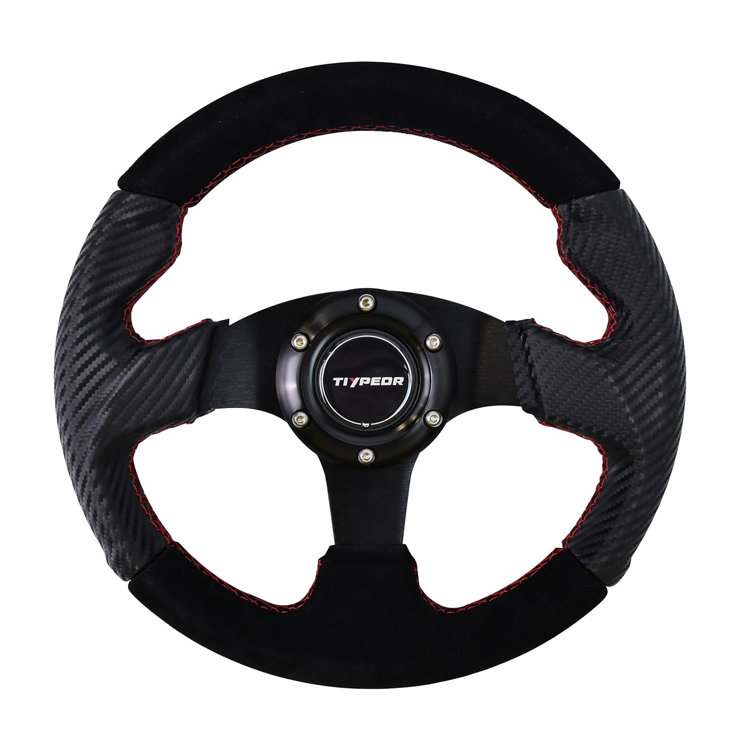 

Typeor Suede Racing Steering Wheel, 280mm, Carbon Fiber Look, Lightweight Design, Compatible with Drift and Modified Cars, Universal Type