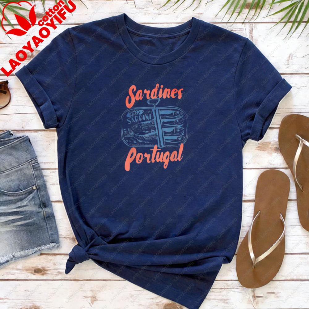 Sardines Portugal Vintage Style Printed Shirt Sardines Lover Gift Tshirt Portuguese Tourism Souvenir Clothing Unisex Unisex Tops
