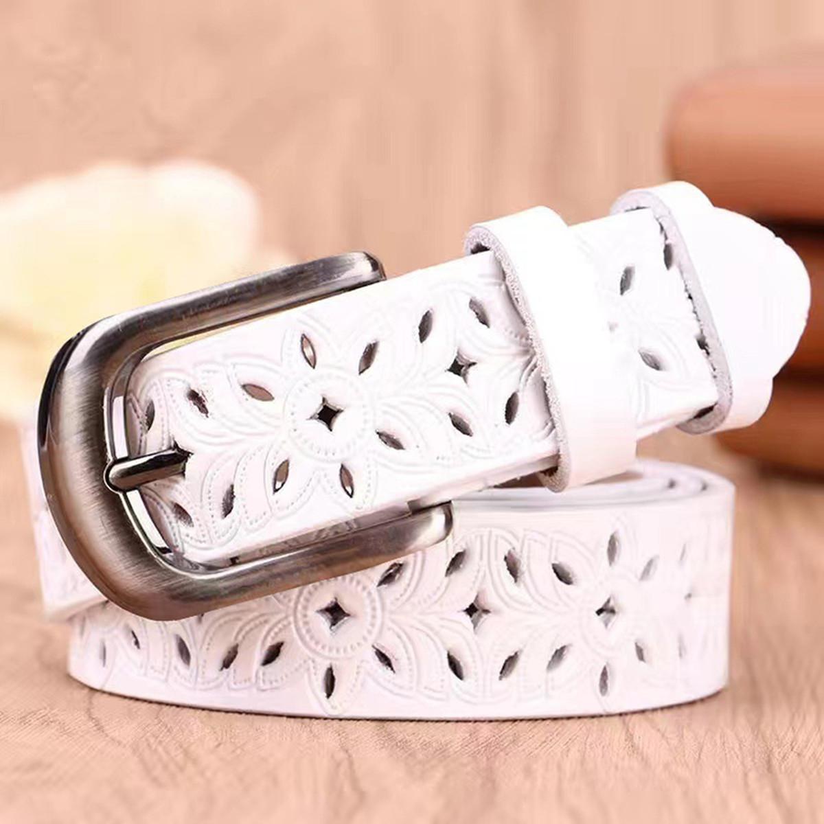 Dames Echte PU Leer Riem Mode Hoge Kwaliteit Vintage Luxe Tailleband Gesp Bruin Effen Riem Dames 100cm