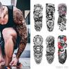 Waterproof Full Arm Floral Tattoo Stickers - Cross-Border Design for Europe & America
