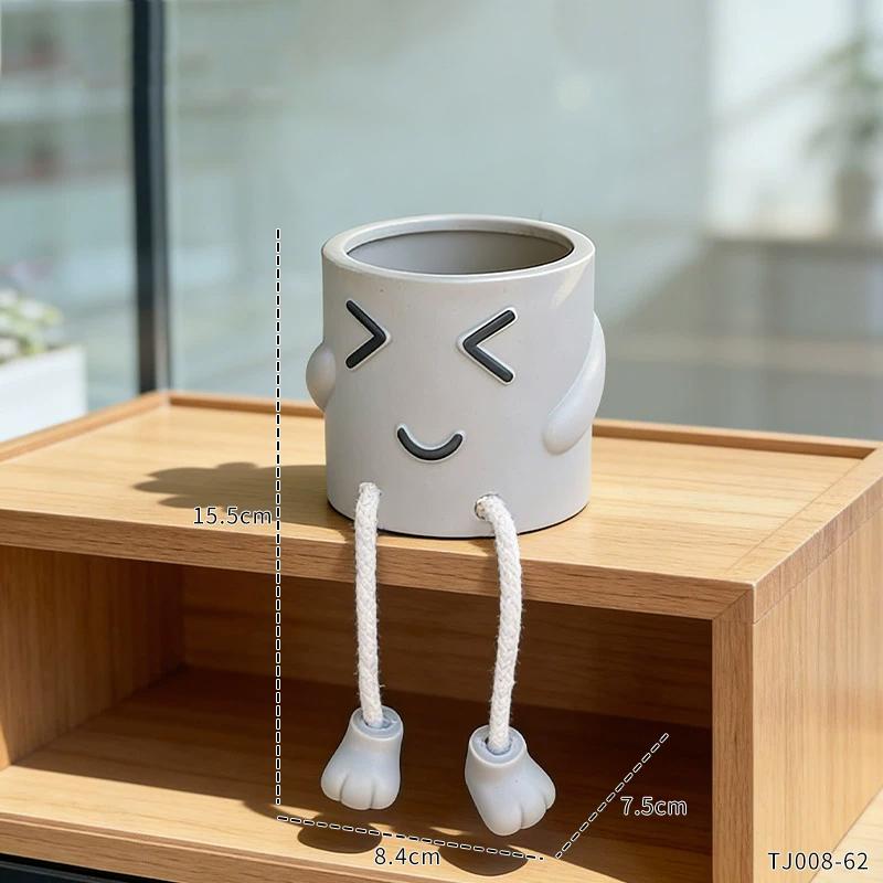 

Cute Doll Flowerpot Green Potted Plants Container Home Courtyard Garden Decoration Resin Handicrafts Ornament Gifts for Family