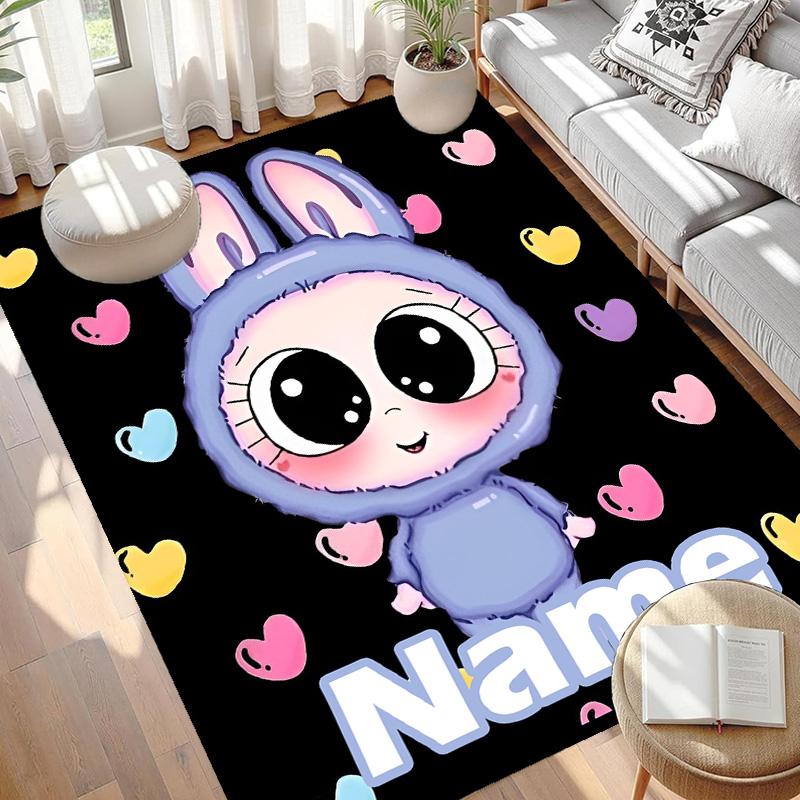 Custom Name Personalized Labubu Print Carpet, Versatile Home Decor Rug, for Playroom, Apartment, Balcony, Entryway, Hallway Gift