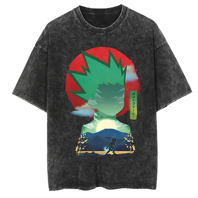Graphic Vintage Acid Wash Cotton Tees for Men Women Casual Oversized TShirt Summer Workout Fitness Short Sleeve Tops Streetwear