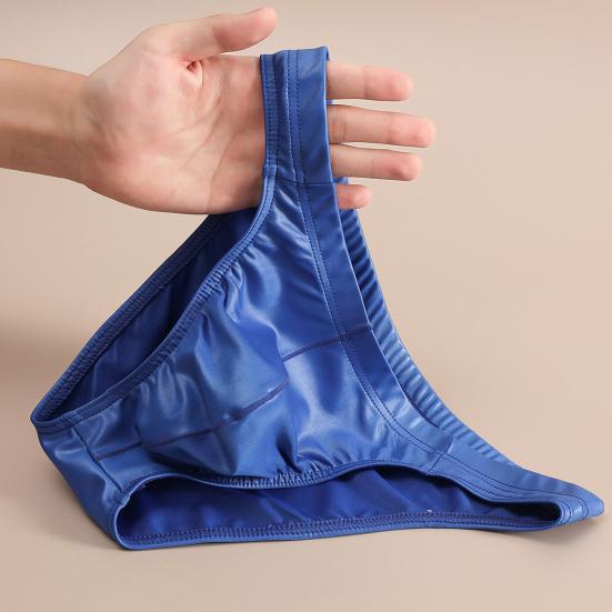 Men Glossy Underpants Silky Smooth Briefs Breathable Soft Sexy Underwear High Elastic Waistband Briefs for Daily Wear Sleep