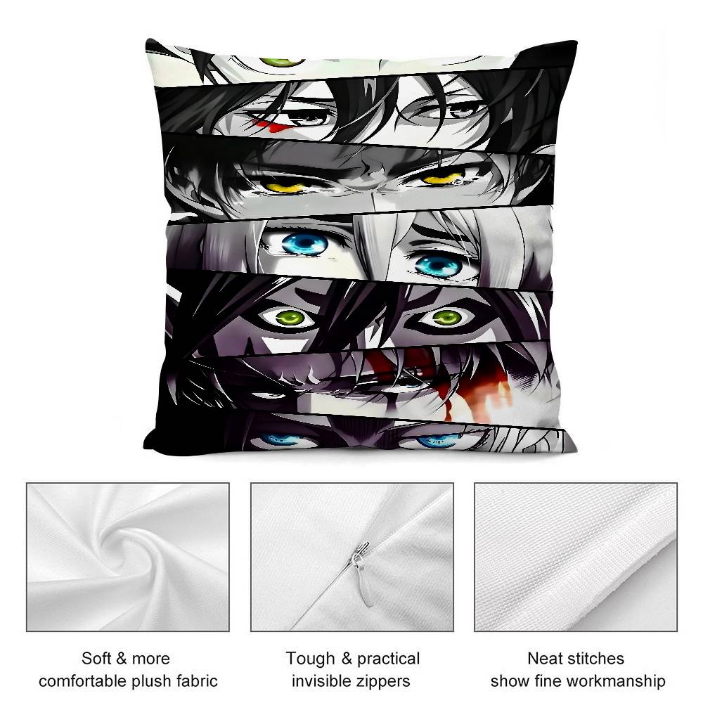 Anime A-Attacks On T-Titans Pillow Case Short Plush Double-sided Print Square Throw Pillow Covers Sofa Home Cushion Decor
