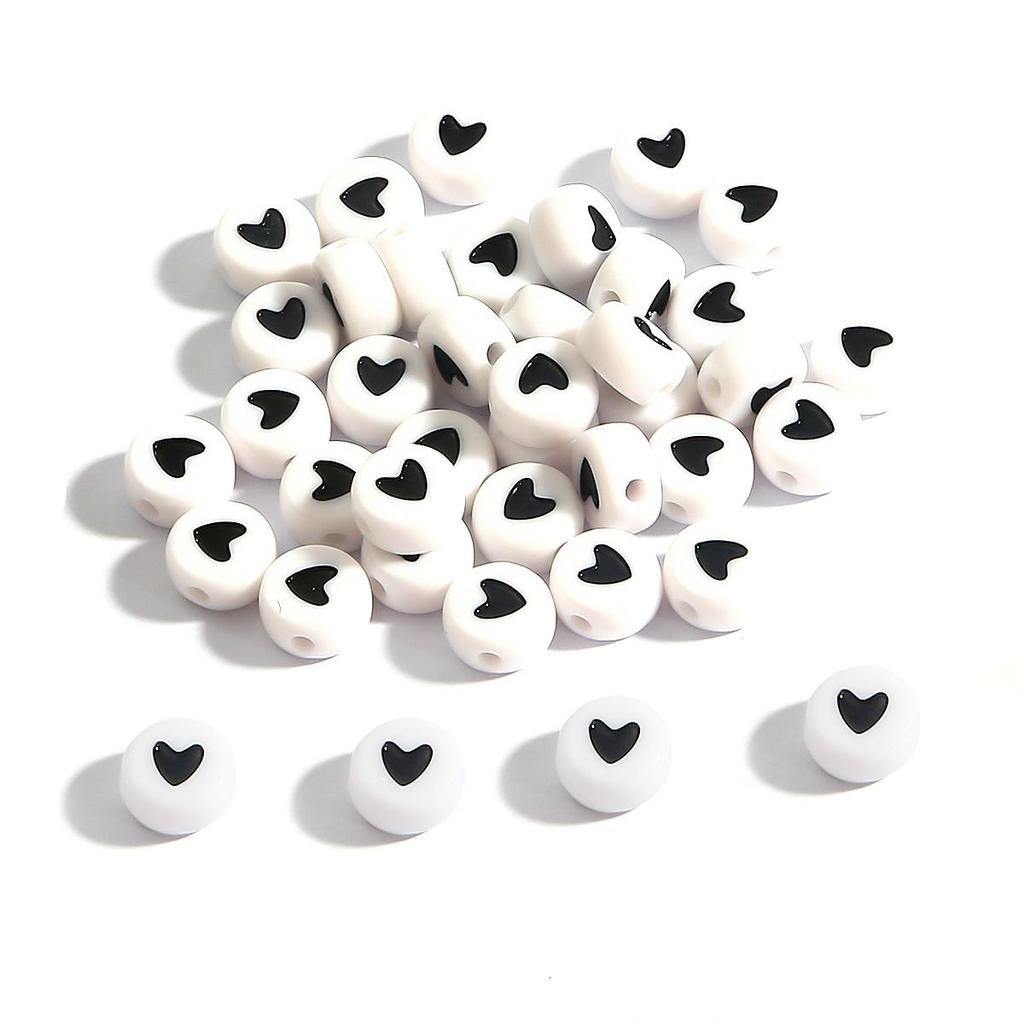 100Pcs Acrylic Letter Round Flat Beads DIY Jewelry Making Accessories