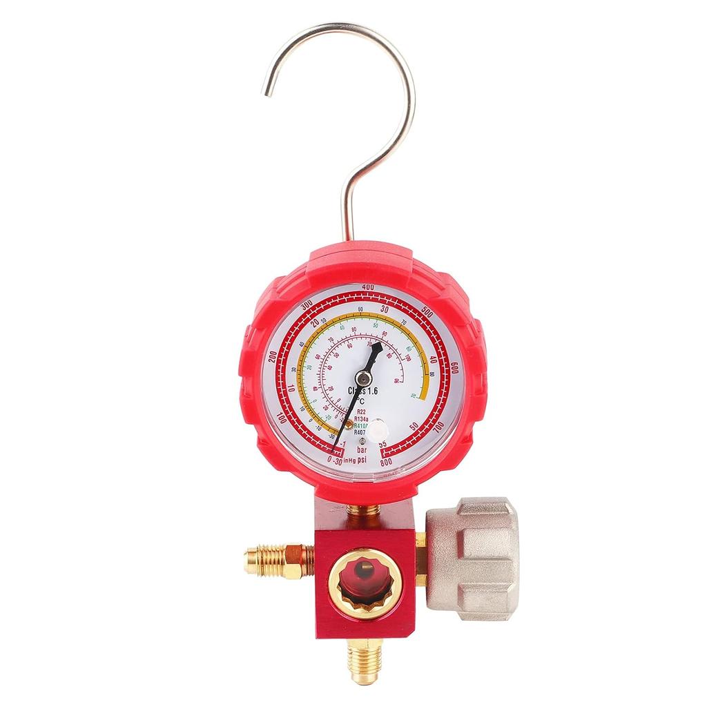 Air Condition Manifold Gauge, with G1/4" Thread, High Pressure AC Refrigeration Gauge Tool, for R22/R410A/R134A/R407C