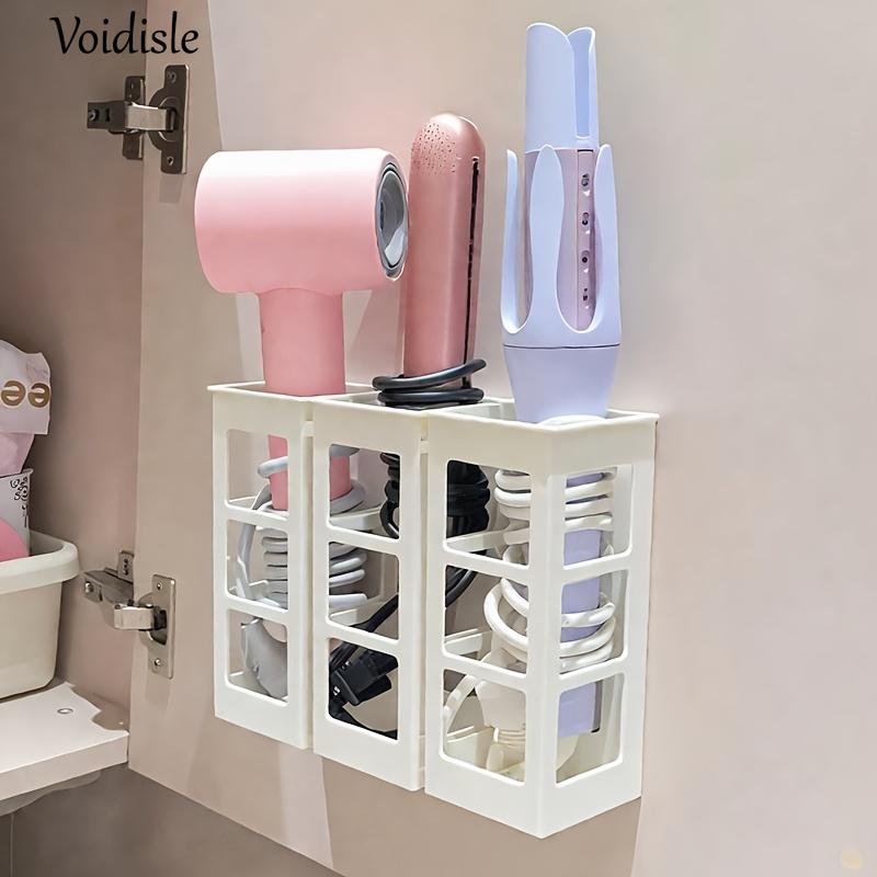 Wall Mounted Curling Iron Holder No Drill Hair Straightener Stand Bathroom Countertop Hair Styling Tool Organizer