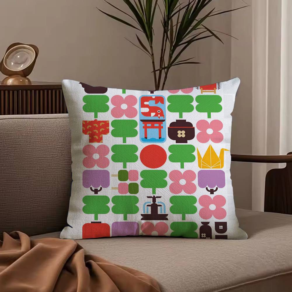Japan Day Anime Simple Pillow Case Anti-dustmite Pillowcase Invisible zipper silky short plush Sofa cushion cover