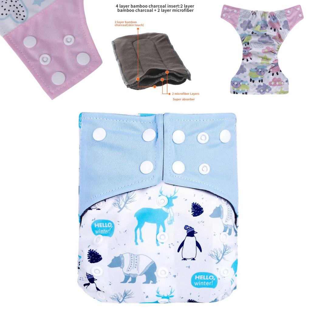 Luxurious Bamboo Charcoal Inserts In Baby Cloth Diaper With Super Absorption And Softness
