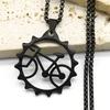 Reifen Fahrrad Edelstahl Lange Kette Halsketten Damen/Herren Schwarze Farbe Fahrrad Halsketten Schmuck collar hombre bicicleta N2653S1