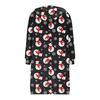 Women's Fashionable Christmas Printed Long Sleeved Drawstring Hooded Zipper Pocket Long Casual Sweatshirt Jacket
