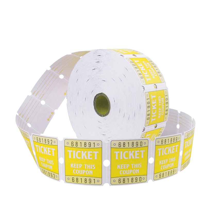 

2000 листов/рулон отрывные лотерейные билеты двойные рулоны лотерейные билеты подходят для мероприятий карнавалов вход награды для класса жёлтый