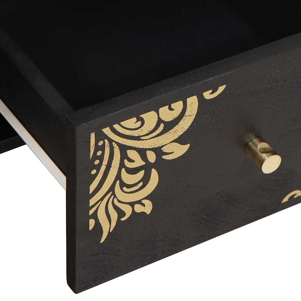 TV Stand with Shelf Black 100 x 33 x 46 cm Solid Mango Wood