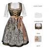 Rochie Dirndl Germană Oktoberfest pentru Femei Set din 3 Piese Costum Tradițional Bavarez Cosplay pentru Petrecere cu Bluză și Șorț