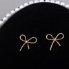 Girls Sweet Bow Knot Earrings Metal Hollow Out Golden Stud Earrings for Women Wedding Party Simple Jewelry Accessories
