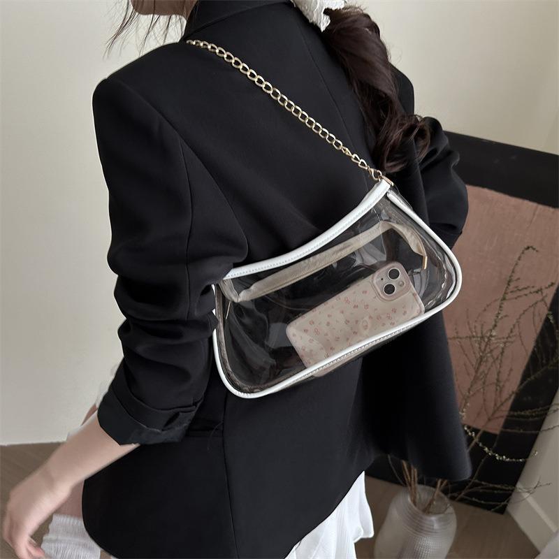 Fashion transparent handbag summer new chain trend shoulder bag casual niche underarm bag women