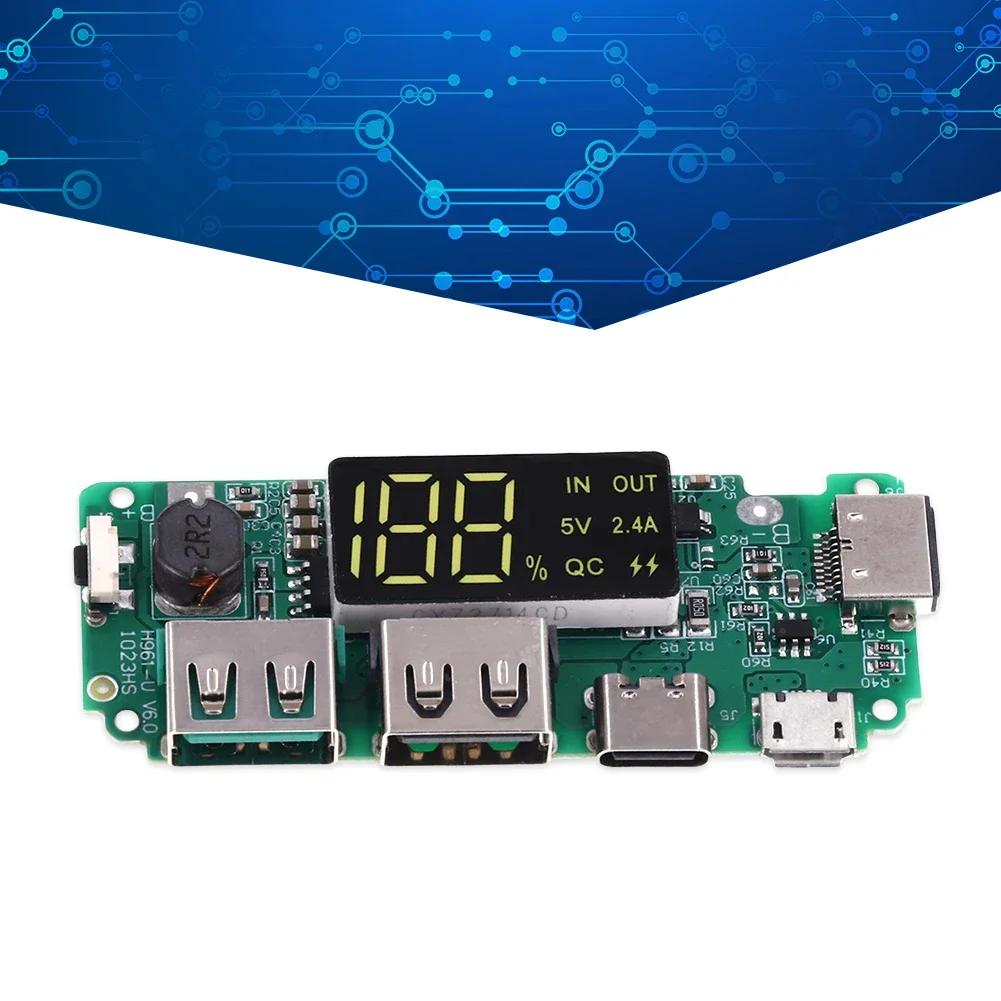 18650 Mini Type-C Power Bank Module with Overcharge LED Display Dual USB Lithium Storage Battery Charger Control Board 2A